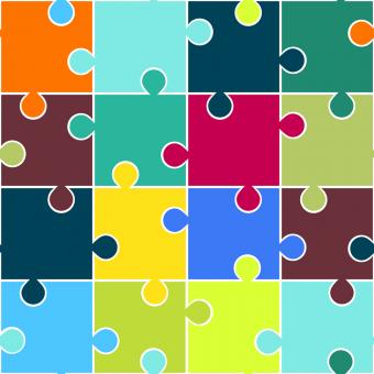 Puzzle seamless pattern. Teamwork concept background. Vector illustration