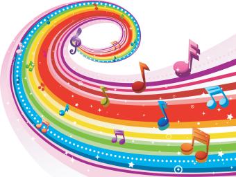 Rainbow of music notes image