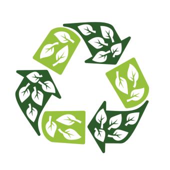 green recycle sign with leaves