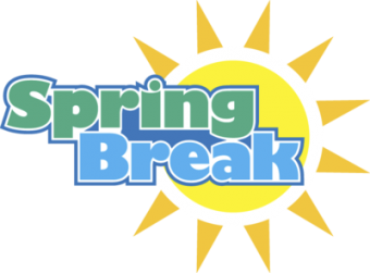 Yellow sun with the words "spring break" written on top