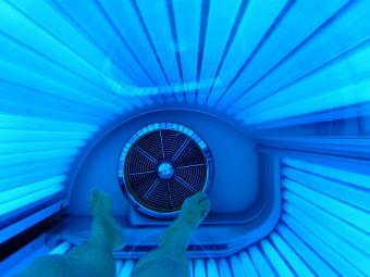 The inside of a tanning bed.