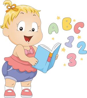toddler reading a book with a b c&#039;s and 1 2 3s