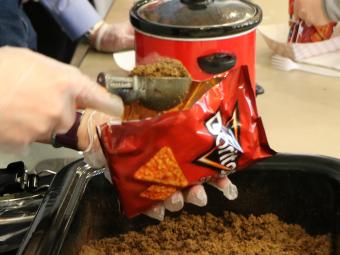 Close up of walking taco.