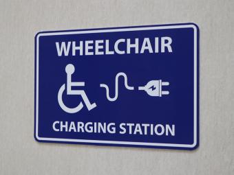 Wheelchair Charging Station location sign.