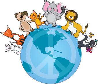 animals standing on globe image