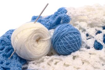 Stock image of yarn with knitting needles