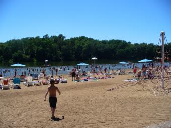 West Lake Beach on a busy day.