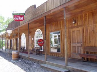 Close up of main street in Pioneer Village.