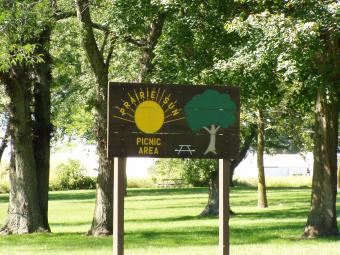 Prairie Sun Picnic Area location sign.
