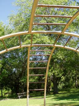 Monkey bars located near the shelter.