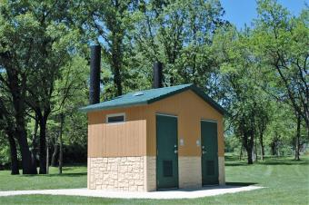 Non-modern restroom located near Cody Lake shelter.