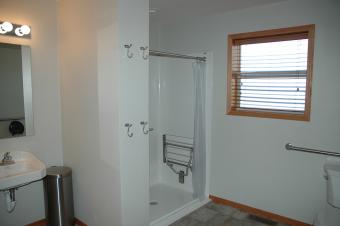 The restroom at the Summit Cabin.