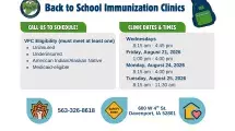 Back to School Immunization Clinics 2026