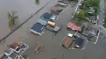 Flooding of Buffalo Iowa from the air.
