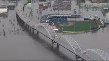 Flood waters around Modern Woodmen Baseball park