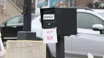 The Treasurers Office drop box in the parking lot of the Administrative Center.