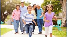 Multiple generations of family walking