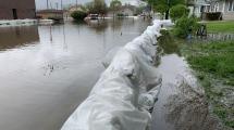 Downtown flooding with barriers