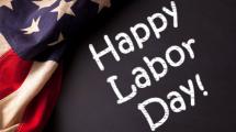 American Flag with text 'Happy Labor Day'
