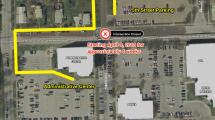 Map showing detour pedestrian route from 5th Street Parking lot to Admin Center.
