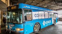 Davenport Citibus parked in the Transportation Center waiting for passengers.