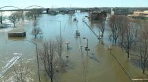 Downtown davenport flooded along the riverfront up to River Drive.