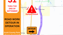 Road work detour map for Scott County Park, Pioneer Village and Glynns Creek Golf Course