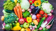 image of colorful fruits and vegetables laying on table