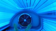 The inside of a tanning bed.