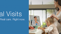 Text: Virtual Visits with Image of Woman and Daughter Utilizing Virtual Visit from Home LapTop