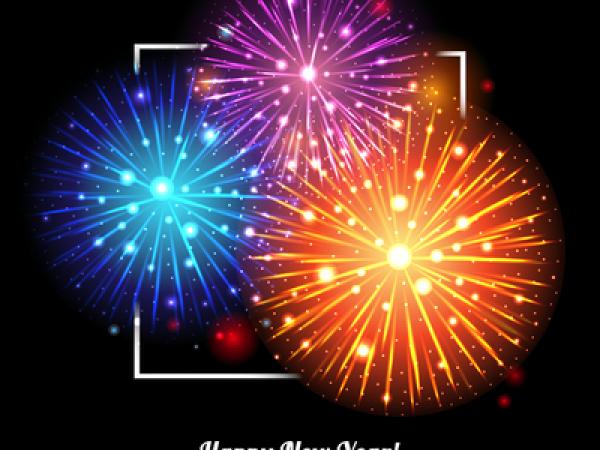 This is fireworks and a caption that says Happy New Year!