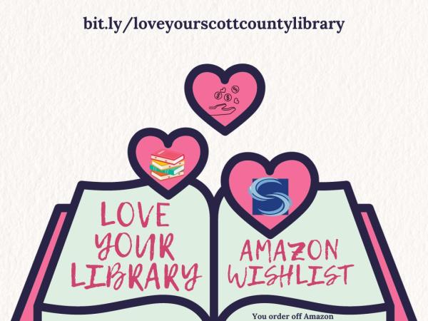 Open book with pink binding and pink hearts hovering above the pages.