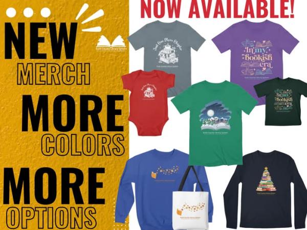This says new merch, more colors, more options with some of the options displayed. 