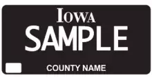 This is a sample of an Iowa black out plate.